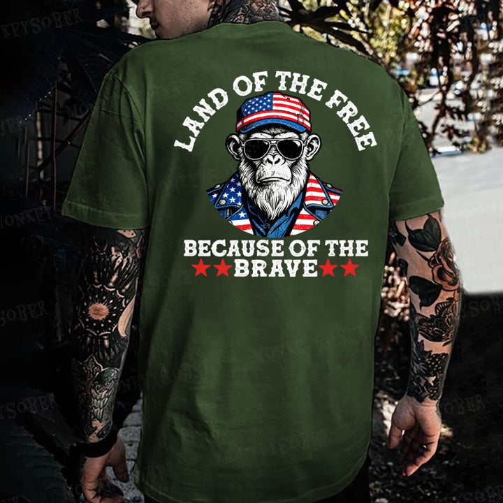 Land Of The Free Because Of The Brave Monkey T-shirt
