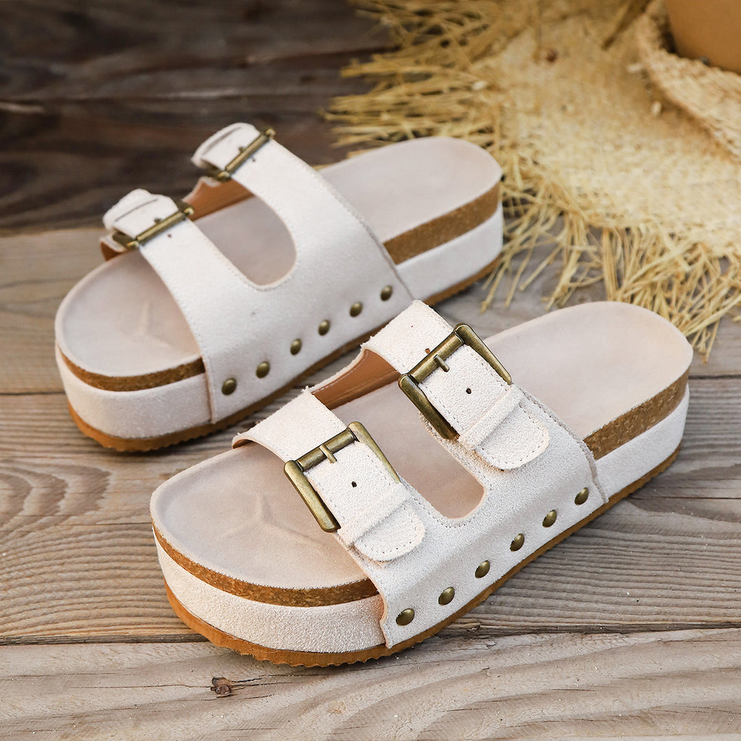 Women's Soft Suede Comfort Sandals –Comfortable Wedge Summer Slippers
