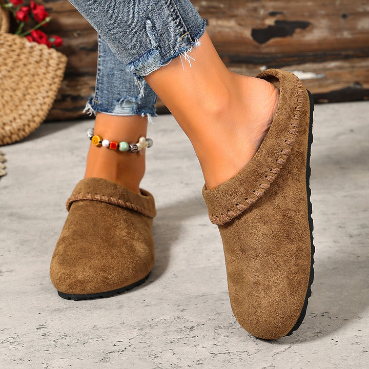 Women's Vintage Comfort Mules-Soft Round-Toe Shoes for Fall & Winter