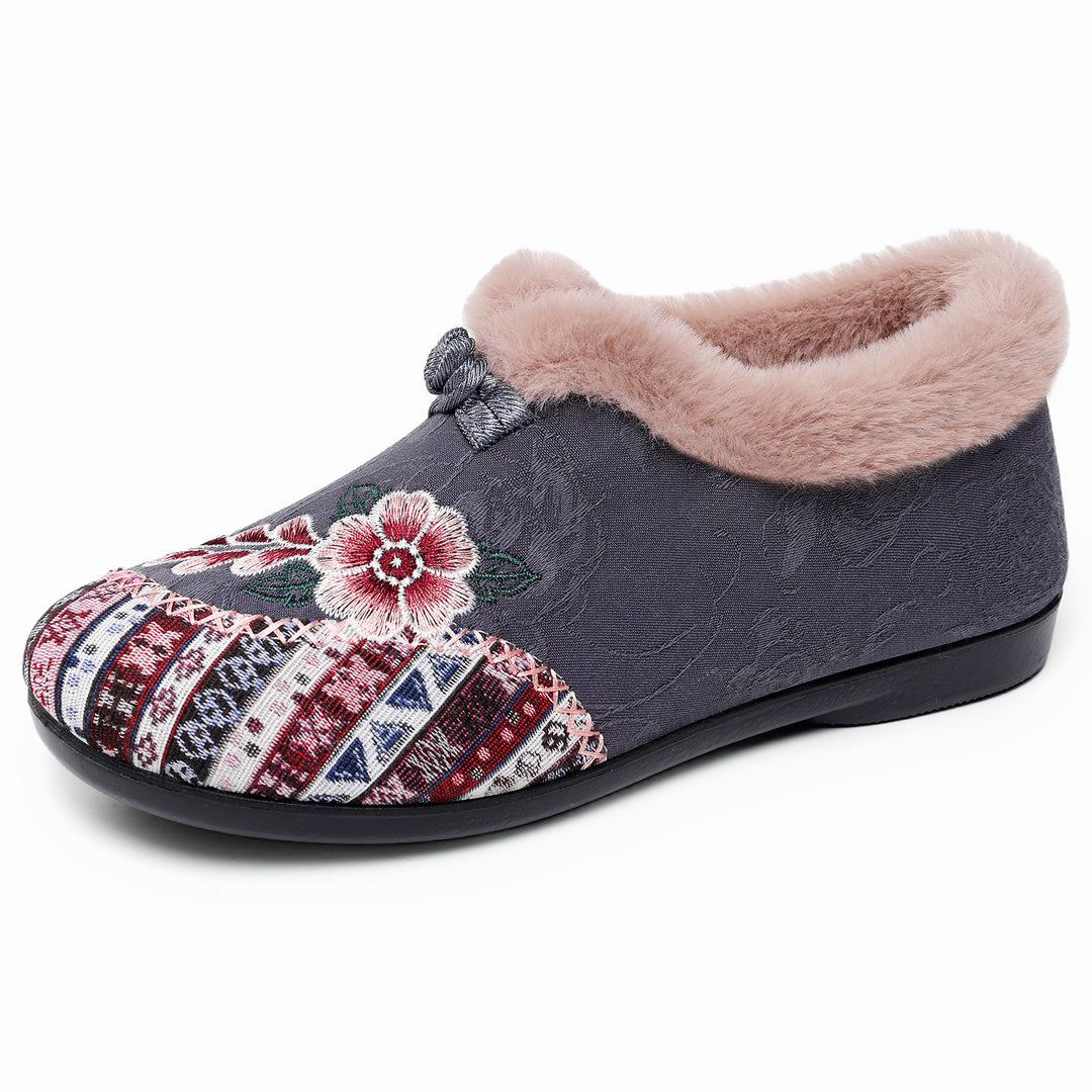 Women's Warm Floral Winter Ankle Boots – Cozy, Lightweight & Non-Slip