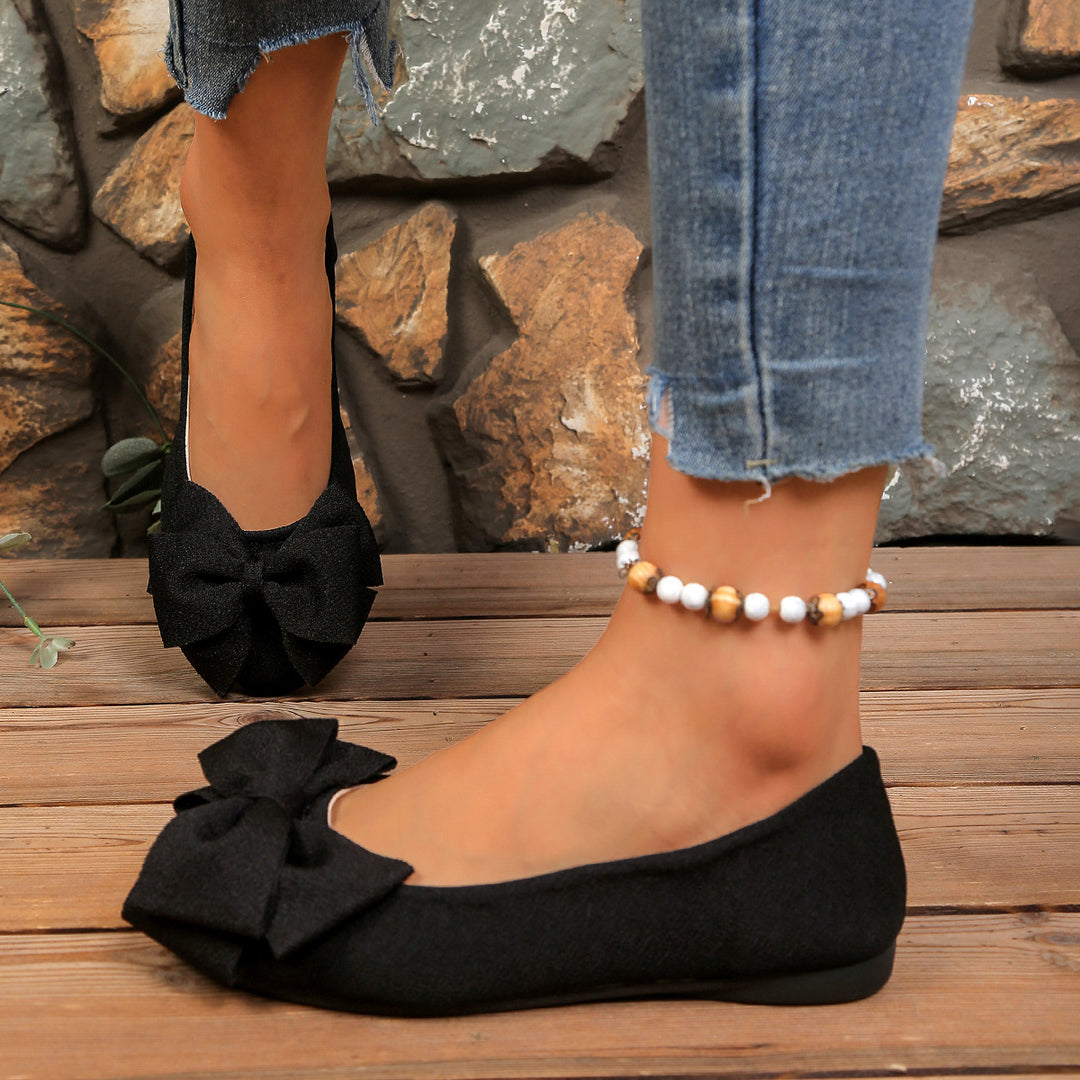 Women's Bow Comfort Flats – Soft Elegant Slip-On Shoes