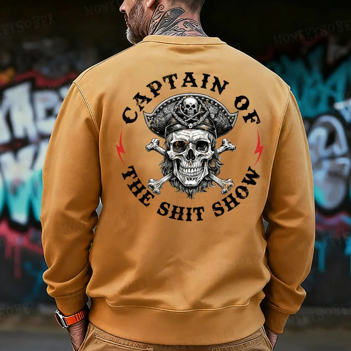 Captain Of The Shit Show Skull Print Men's Sweatshirt