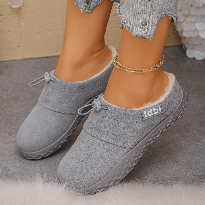 Women's Warm Plush-Lined Mules – Comfortable Non-Slip Shoes for Fall & Winter