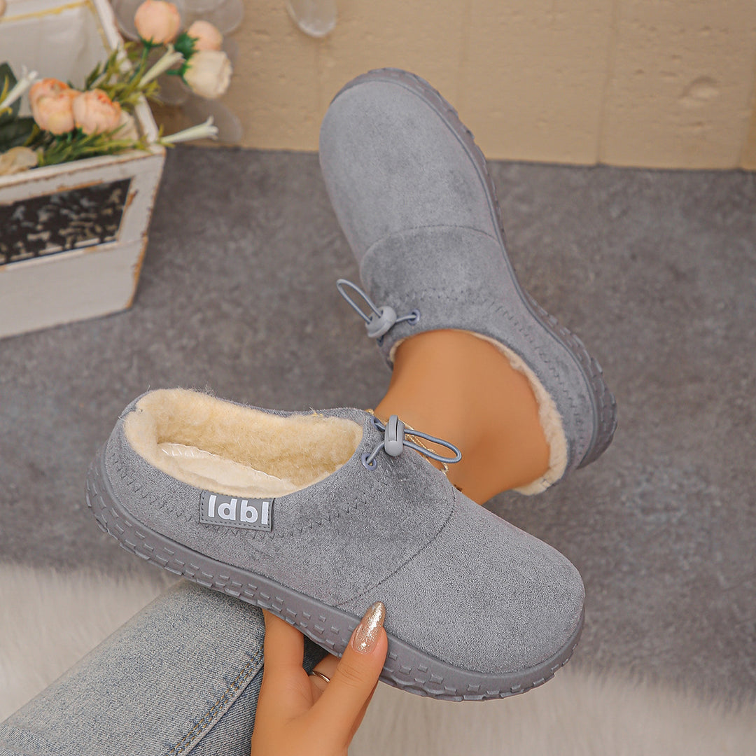 Women's Warm Plush-Lined Mules – Comfortable Non-Slip Shoes for Fall & Winter