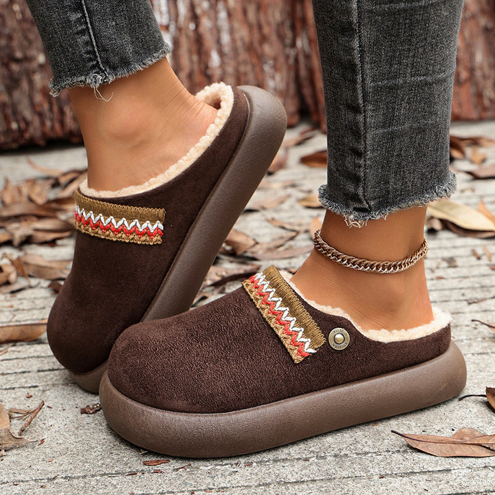 Women's Vintage Winter Mules – Warm Plush-Lined Slip-On Shoes with a Supportive Non-Slip Sole