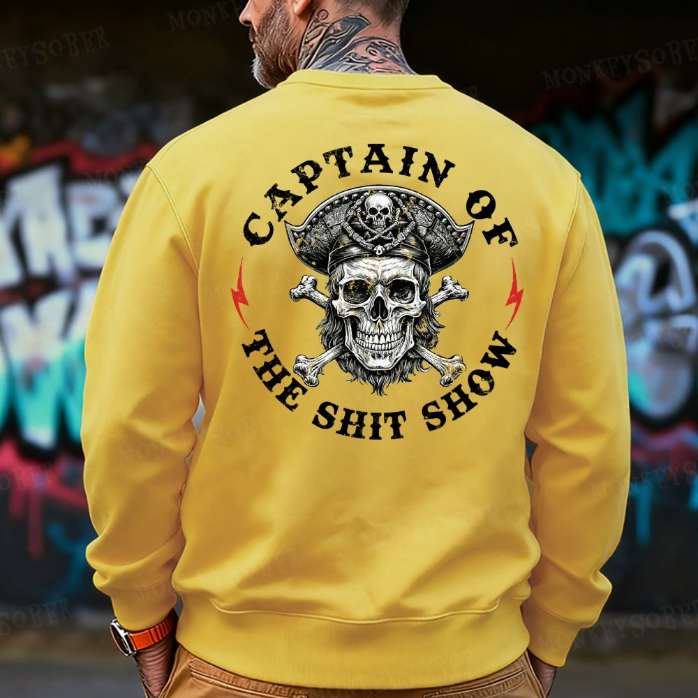 Captain Of The Shit Show Skull Print Men's Sweatshirt