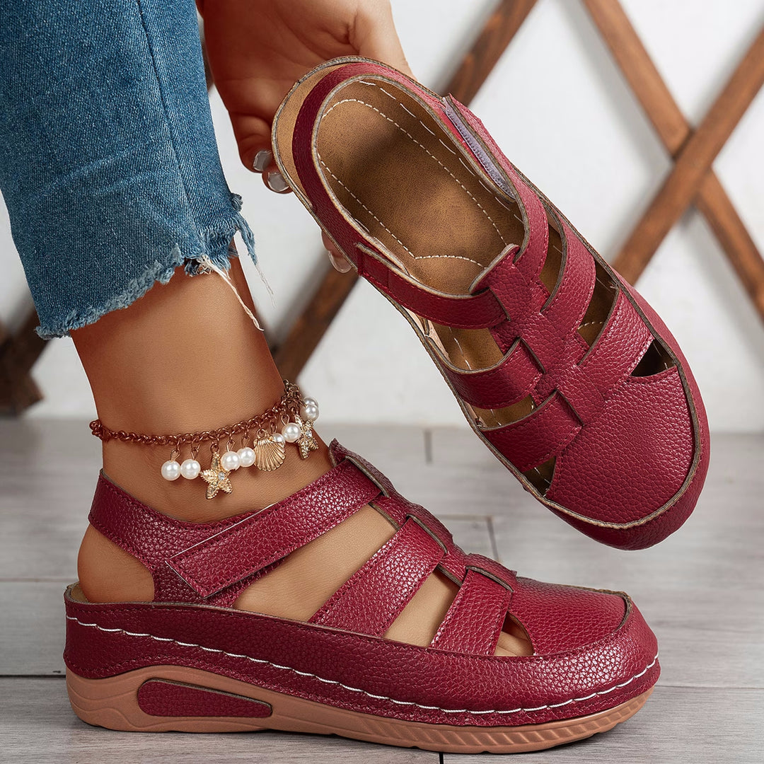 Women's Breathable Comfort Sandals – Soft Sole Hook & Loop Walking Shoes