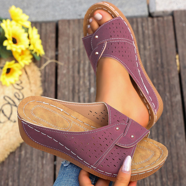 Women's Wedge Slide Sandals – Comfortable Breathable Slip-On Summer Shoes