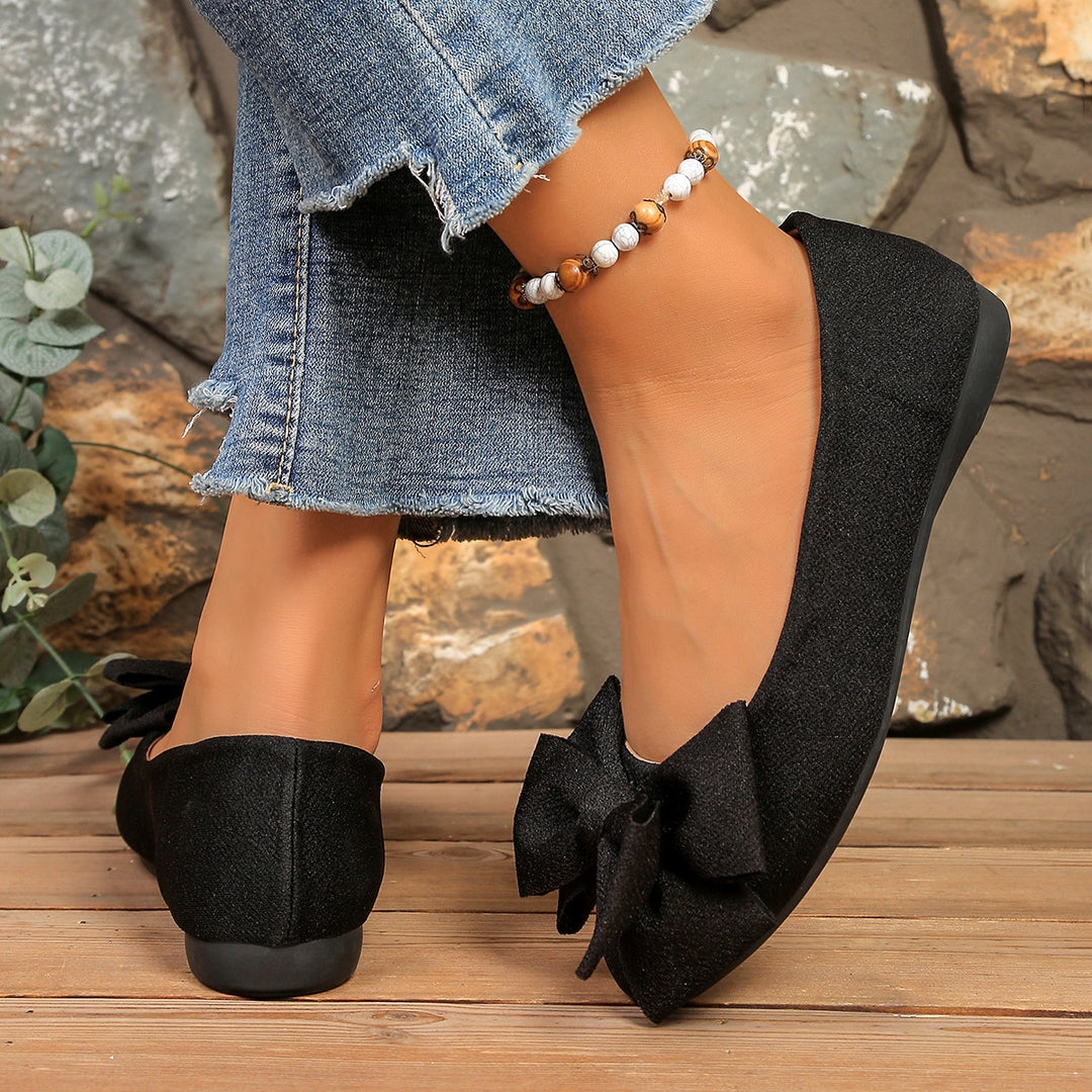 Women's Bow Comfort Flats – Soft Elegant Slip-On Shoes
