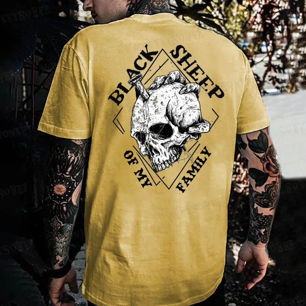 Black Sheep Of My Family Skull Print Monkey T-shirt
