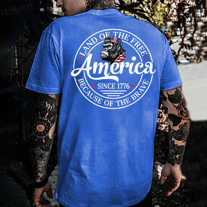 Land Of The Free Because Of The Brave Monkey T-shirt