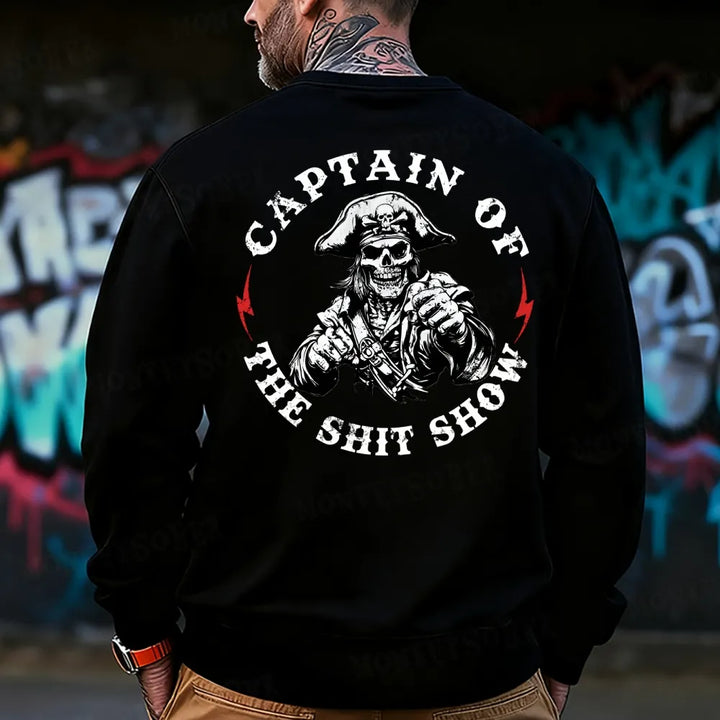 Captain Of The Shit Show Skull Print Men's  Sweatshirt