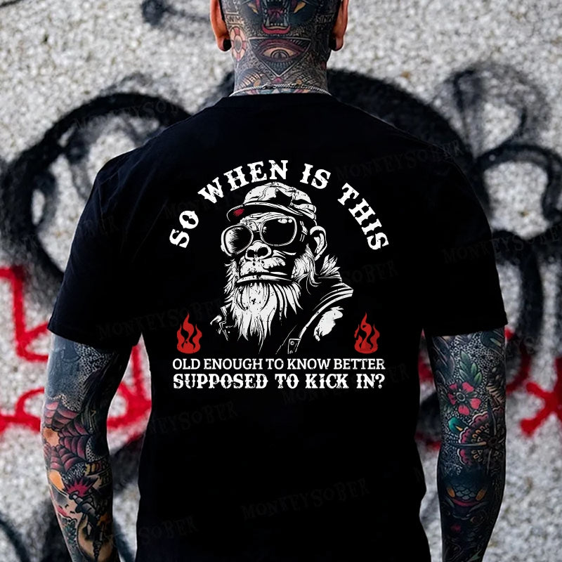 So When Is ThisOld Enough To Know BetterSupposed To Kick In? Monkey T-shirt