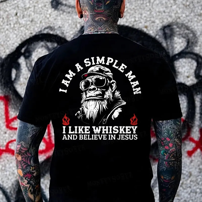 I Am A Simple Man I Like Camping And Believe In Jesus Monkey T-shirt
