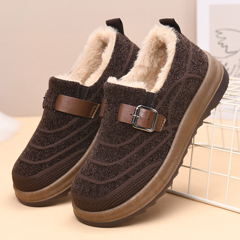 Women's Warm Slip-On Winter Shoes – Anti-Slip Comfort Walking Loafers with Soft Fleece Lining