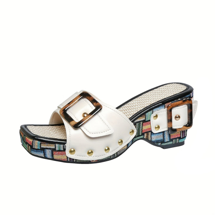 Women's Platform Sandals – Comfortable Summer Shoes with Rivet Detail