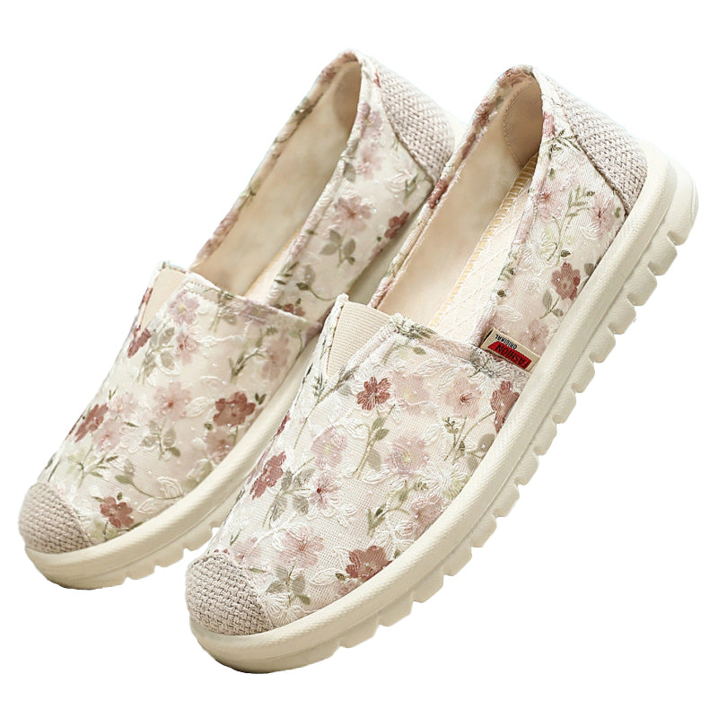 Breathable Floral Walking Shoes – Soft & Comfortable Everyday Flats