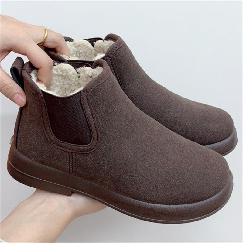 Women's Warm Winter Ankle Boots – Fleece-Lined Flat Boots with Non-Slip Sole