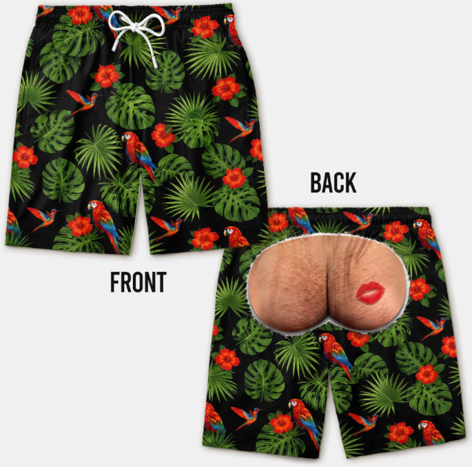 Custom Funny Men Swim Trunks - Personalized Birthday Gifts For Husband, Son, Grandson, Brother, Grandpa, Dad, Yourself - Rear View Approved
