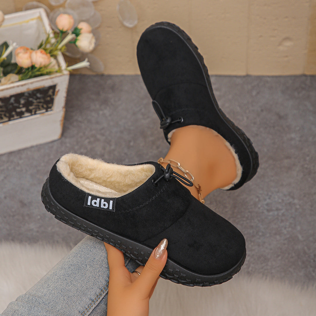 Women's Warm Plush-Lined Mules – Comfortable Non-Slip Shoes for Fall & Winter