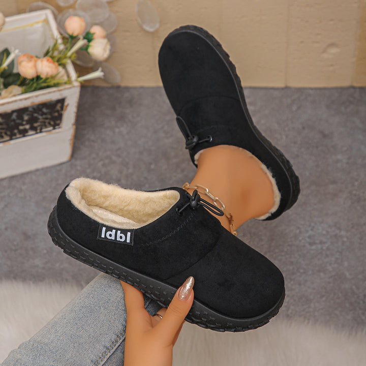 Women's Warm Plush-Lined Mules – Comfortable Non-Slip Shoes for Fall & Winter