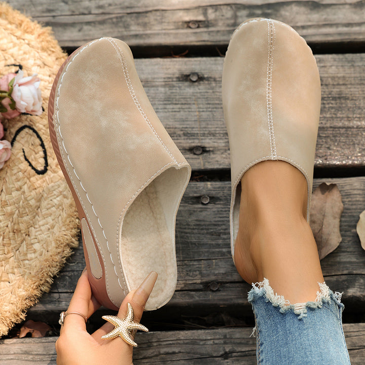 Women's Winter Comfort Mules – Warm Plush-Lined Shoes with a Supportive Non-Slip Sole