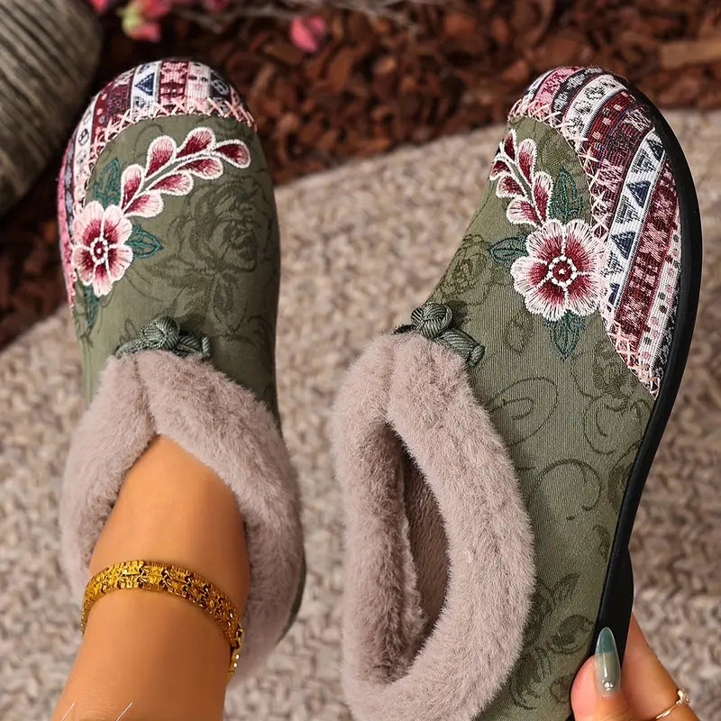 Women's Warm Floral Winter Ankle Boots – Cozy, Lightweight & Non-Slip