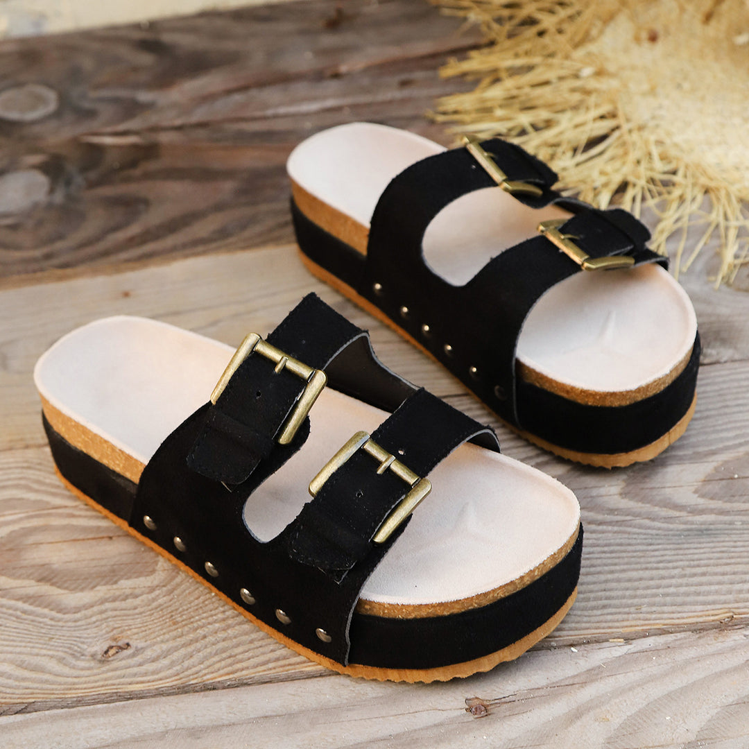Women's Soft Suede Comfort Sandals –Comfortable Wedge Summer Slippers