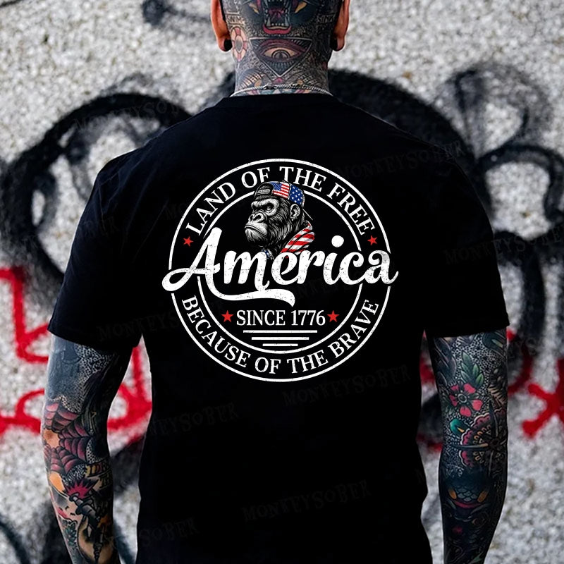 Land Of The Free Because Of The Brave Monkey T-shirt