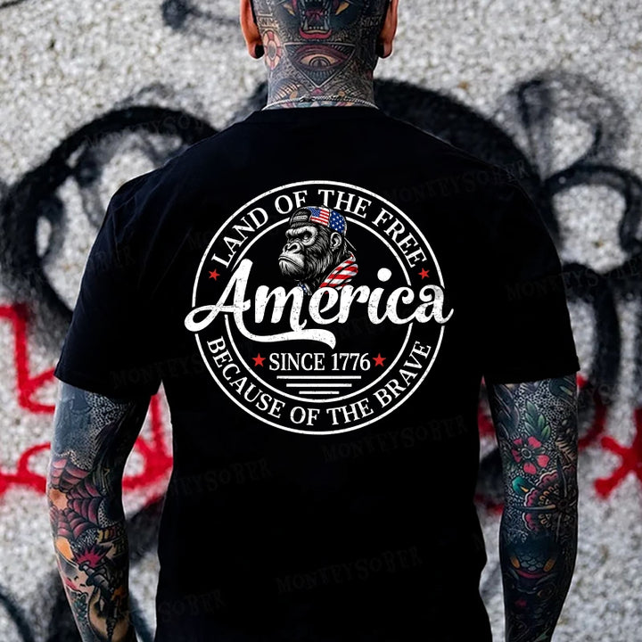 Land Of The Free Because Of The Brave Monkey T-shirt