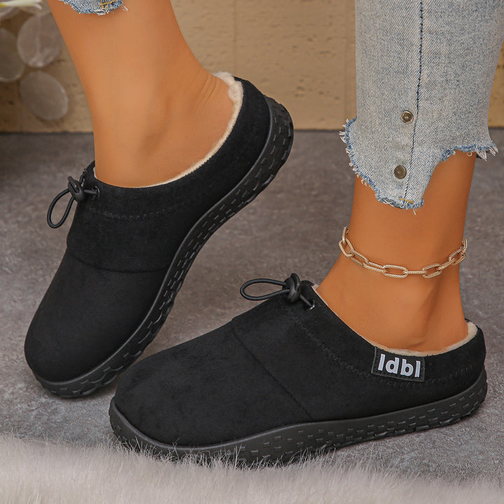 Women's Warm Plush-Lined Mules – Comfortable Non-Slip Shoes for Fall & Winter