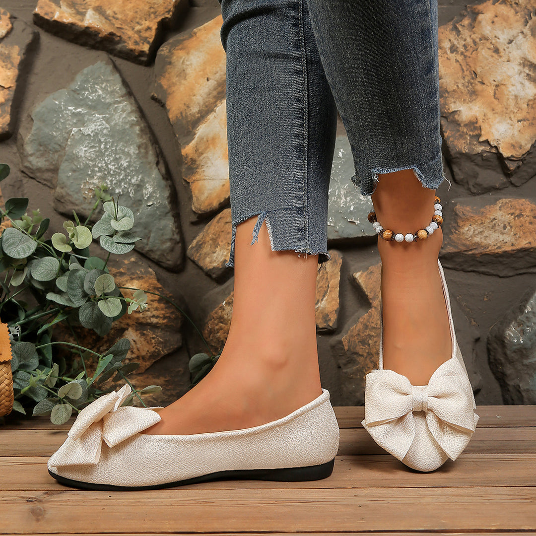 Women's Bow Comfort Flats – Soft Elegant Slip-On Shoes