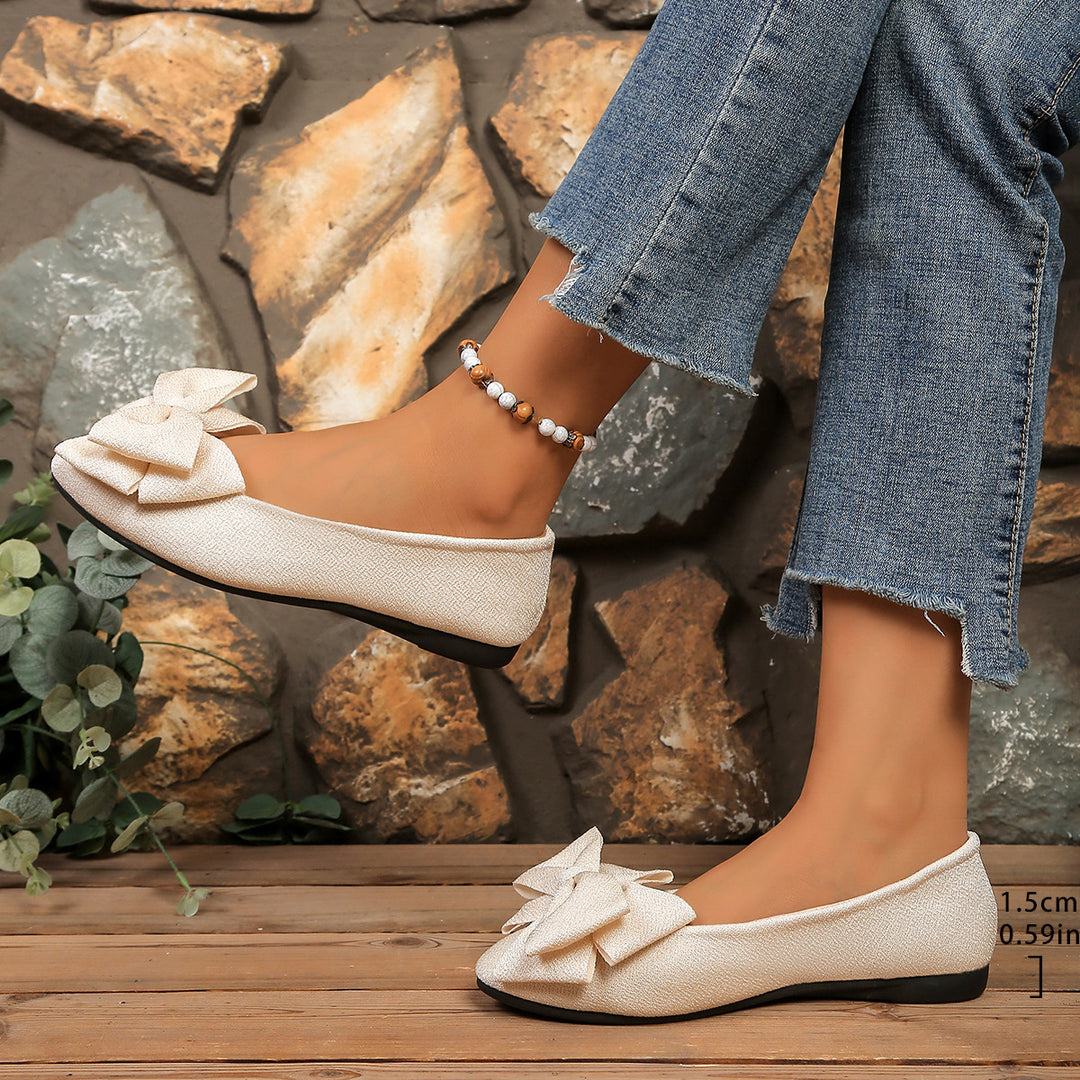 Women's Bow Comfort Flats – Soft Elegant Slip-On Shoes