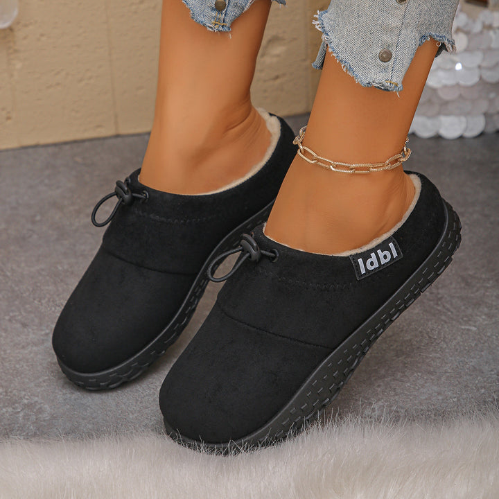 Women's Warm Plush-Lined Mules – Comfortable Non-Slip Shoes for Fall & Winter