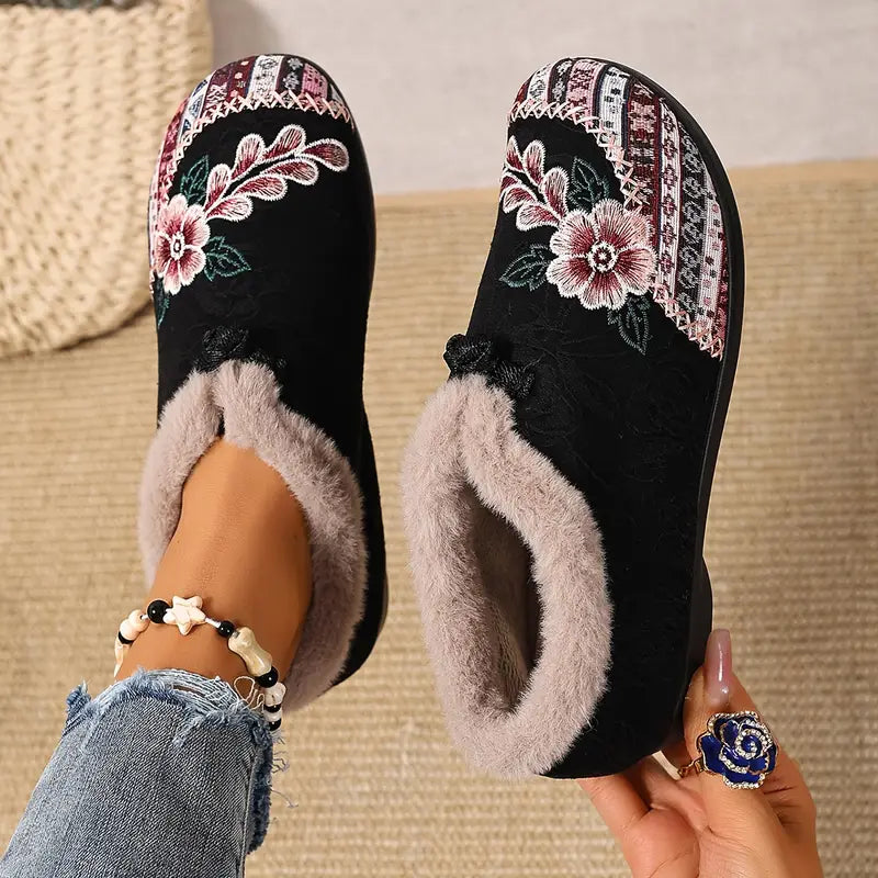 Women's Warm Floral Winter Ankle Boots – Cozy, Lightweight & Non-Slip