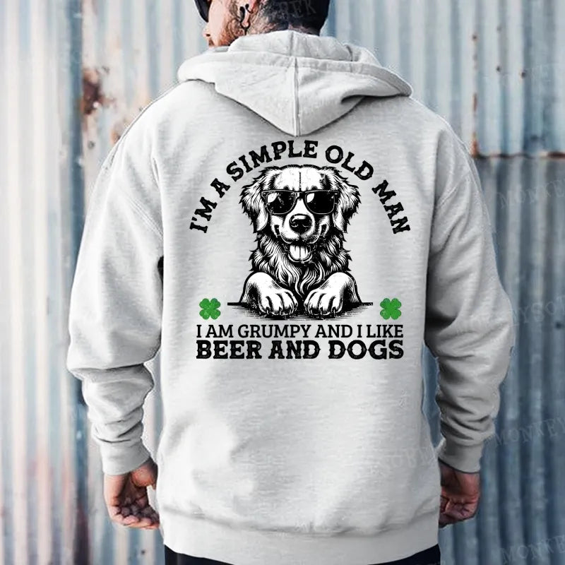 I'm A Simple Old Man I Am Grumpy And I Like Beer And Dogs Hoodies