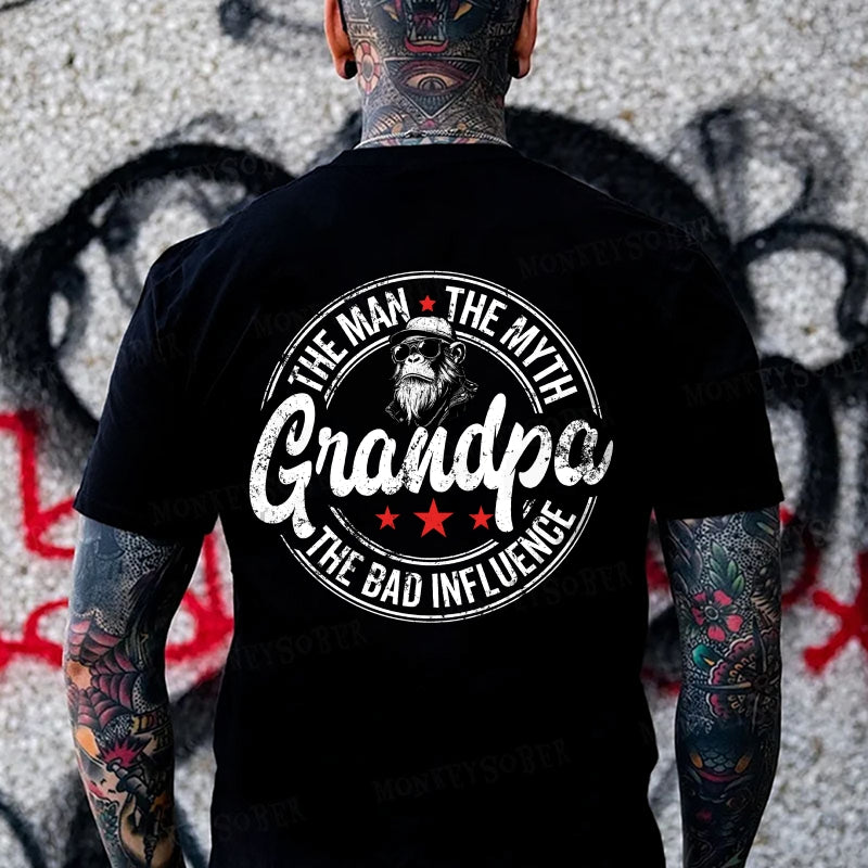 Grandpa The Man The Myth The Bad Influence Monkey T-shirt