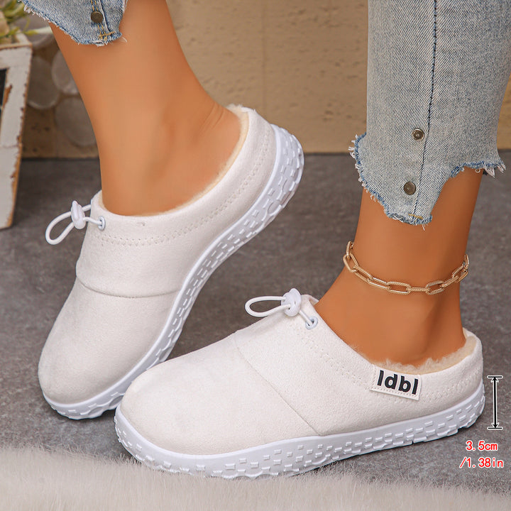 Women's Warm Plush-Lined Mules – Comfortable Non-Slip Shoes for Fall & Winter