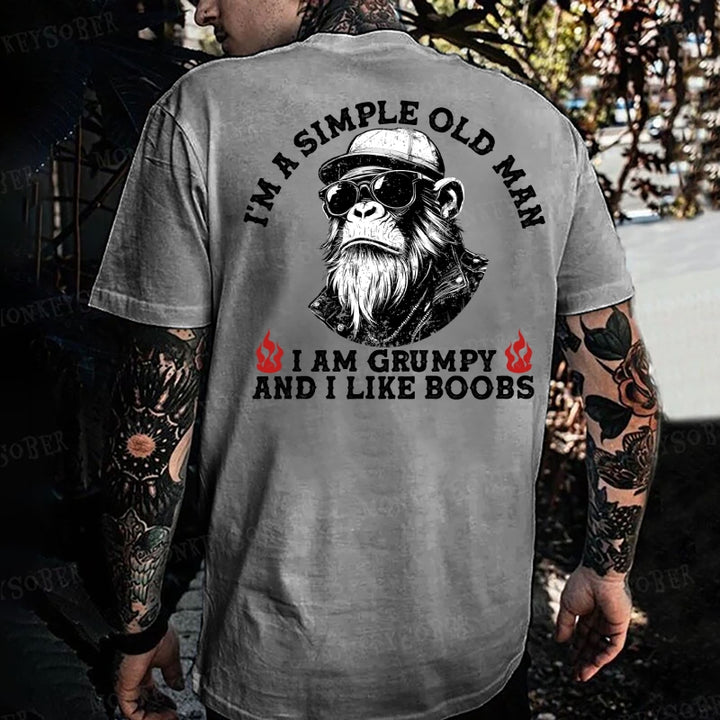 I'm A Simple Man I Am Grumpy And I Like Boobs Monkey T-shirt