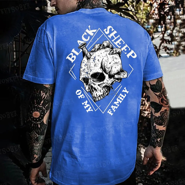 Black Sheep Of My Family Skull Print Monkey T-shirt