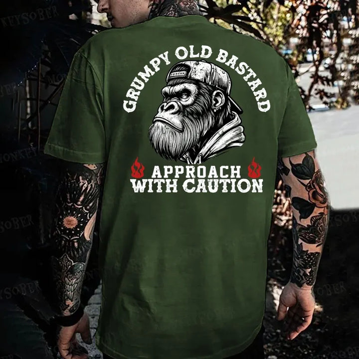 Grumpy Old Bastard Approach With Caution Monkey T-shirt
