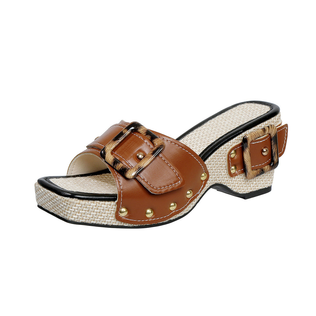Women's Platform Sandals – Comfortable Summer Shoes with Rivet Detail