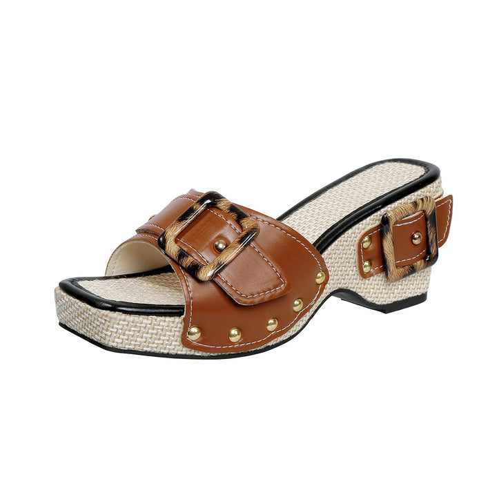Women's Platform Sandals – Comfortable Summer Shoes with Rivet Detail