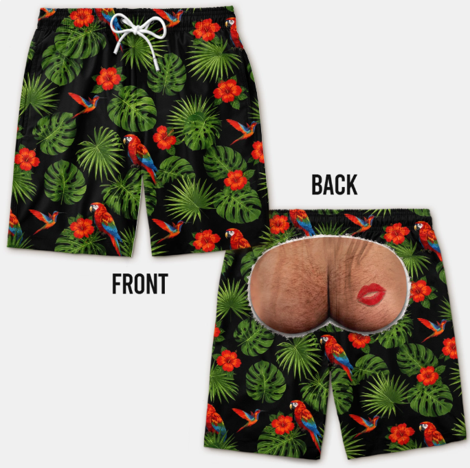 Custom Funny Men Swim Trunks - Personalized Birthday Gifts For Husband, Son, Grandson, Brother, Grandpa, Dad, Yourself - Rear View Approved