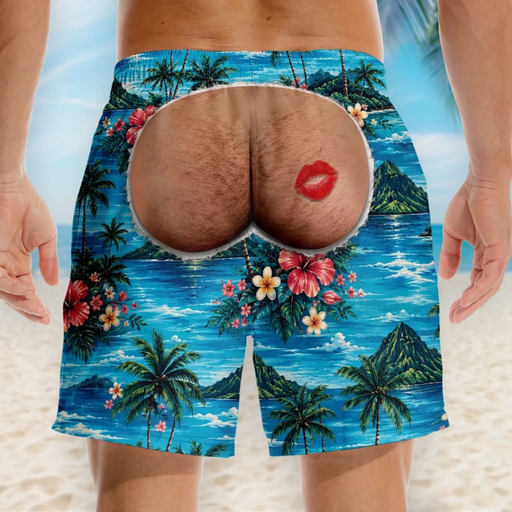 Custom Funny Men Swim Trunks - Personalized Birthday Gifts For Husband, Son, Grandson, Brother, Grandpa, Dad, Yourself - Rear View Approved