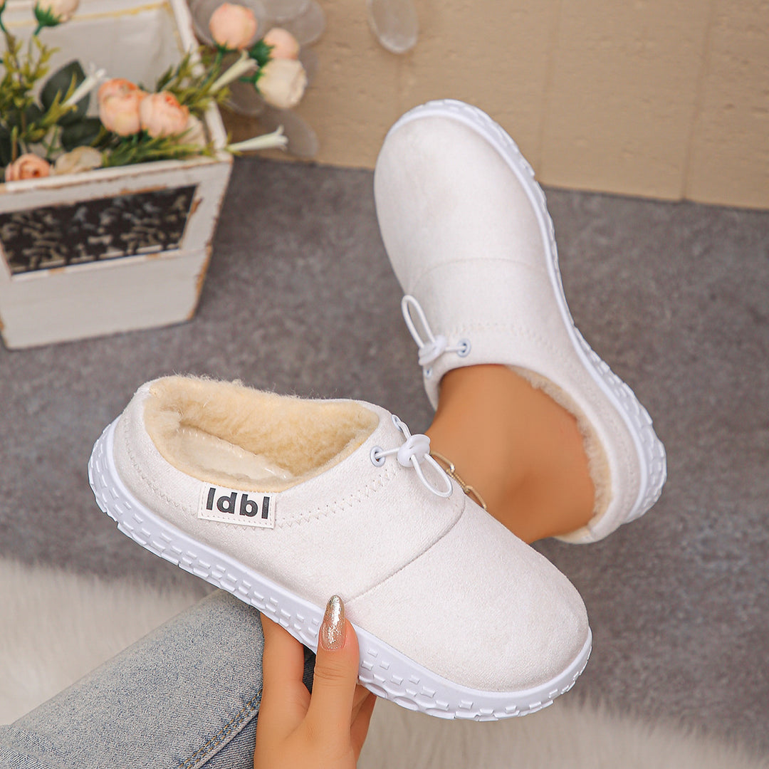 Women's Warm Plush-Lined Mules – Comfortable Non-Slip Shoes for Fall & Winter