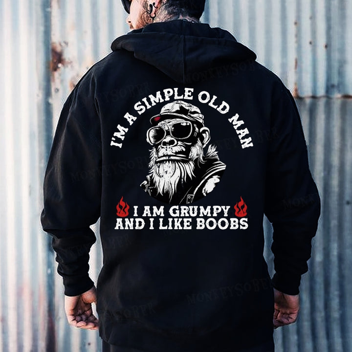 I'm A Simple Old Man I Am Grumpy And I Like Boobs Hoodies