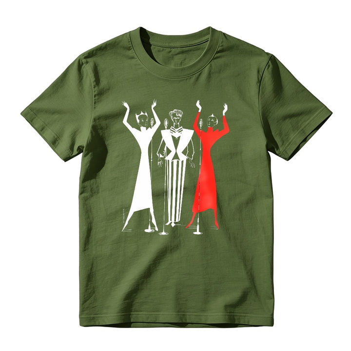 Retro Three Vocal Singers Graphic T-Shirt Vintage Choir Microphone Art Music Lover Short Sleeve Tee