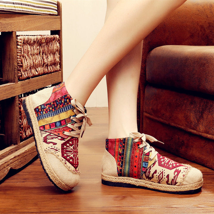 2025 New Bohemian Cotton-Linen Boots for Women