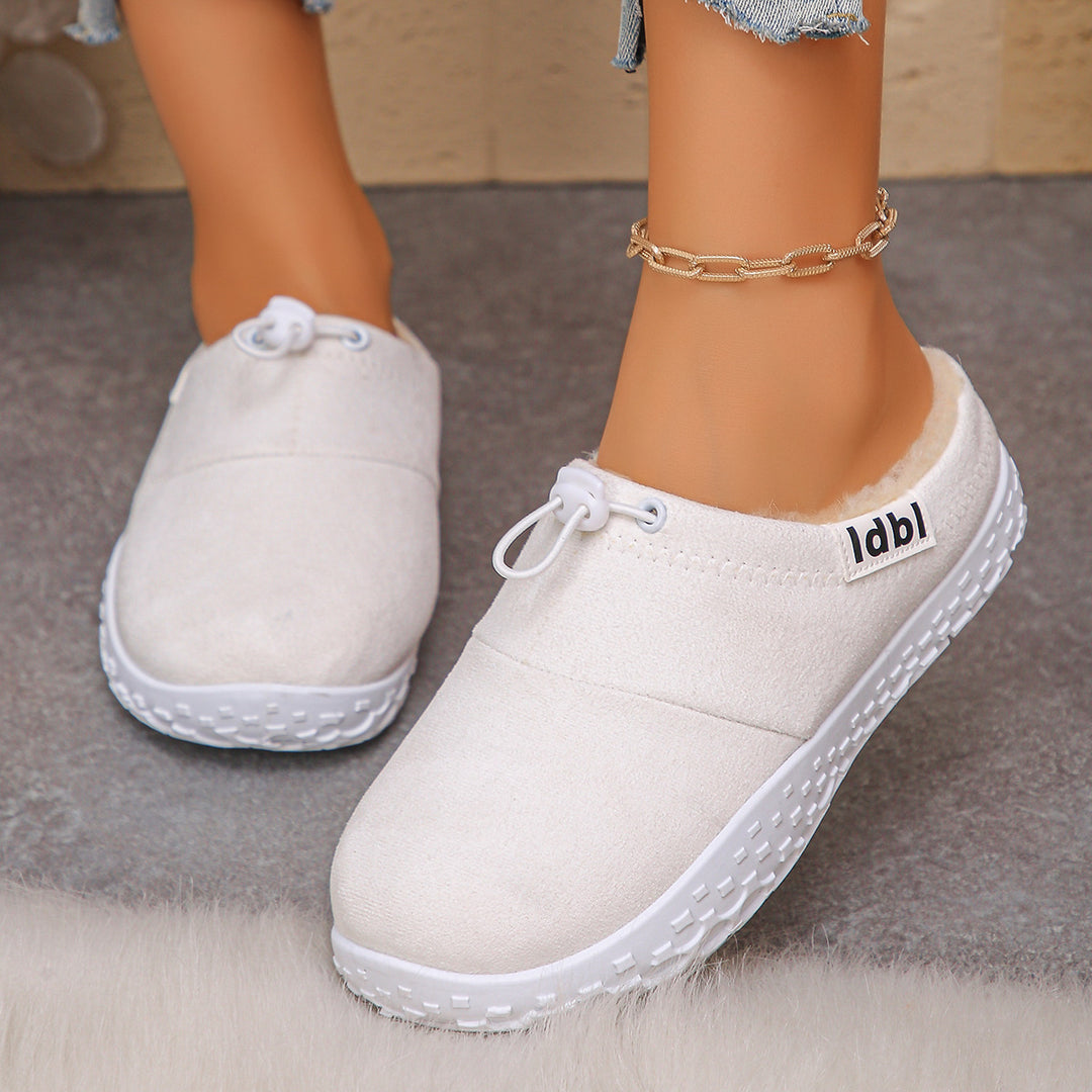 Women's Warm Plush-Lined Mules – Comfortable Non-Slip Shoes for Fall & Winter